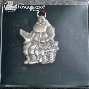 Longaberger Santa Claus Pewter Ornament 1992 Series Handcrafted Christmas Silver